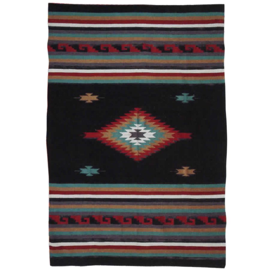 Crazy Crow Trading Post MitlaStyle Blankets Black 5'x7'
