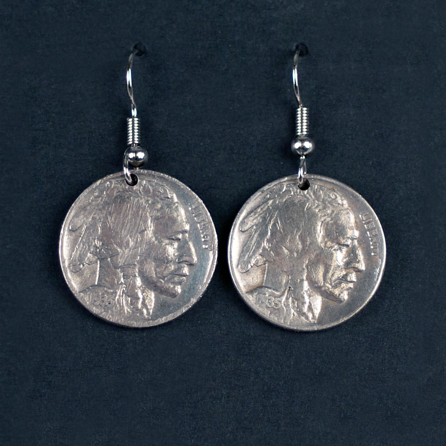 Coin Earrings Indian Head Nickel Pair Crazy Crow Trading Post