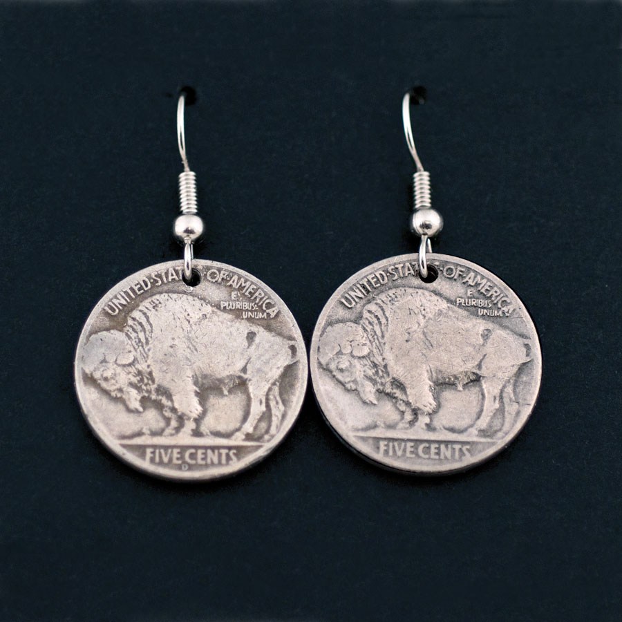 Buffalo Nickel Earrings Pair Crazy Crow Trading Post