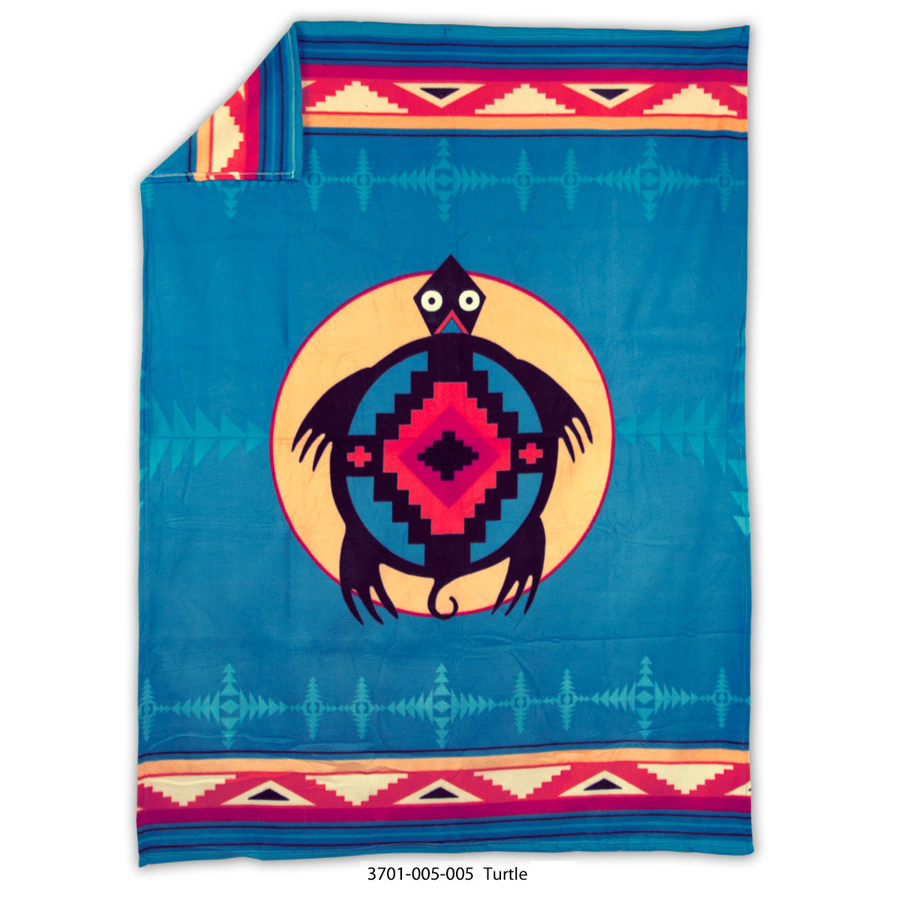 Crazy Crow Trading Post Native American Design Fleece Blanket Turtle