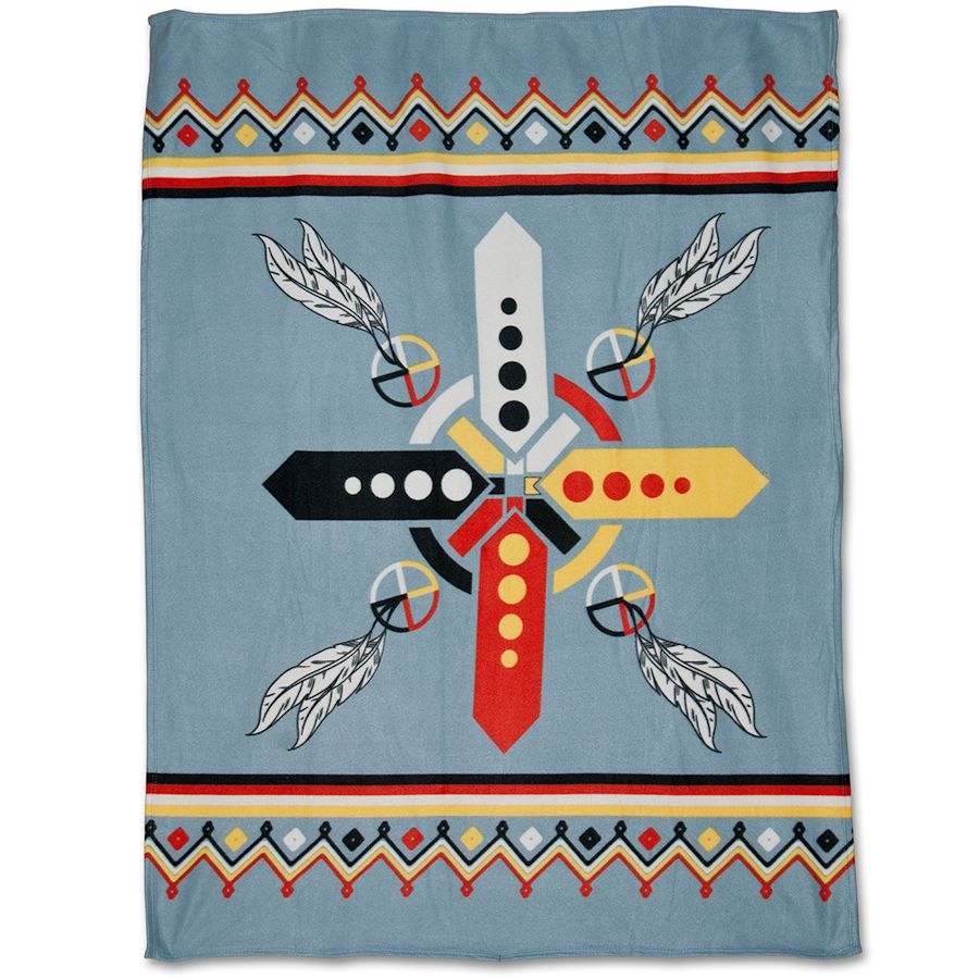 Crazy Crow Trading Post Native American Design Fleece Blankets Four