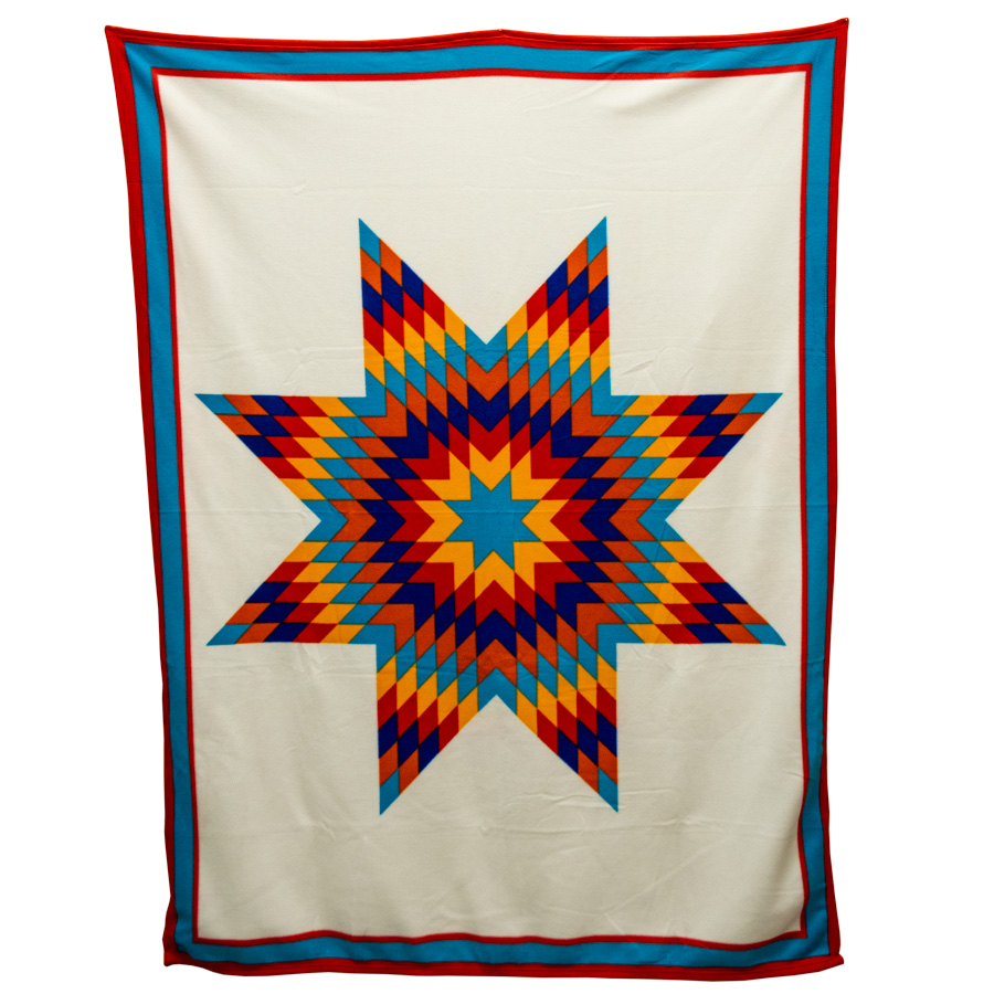 Native American Fleece Blanket White Sioux Star by Missouri River