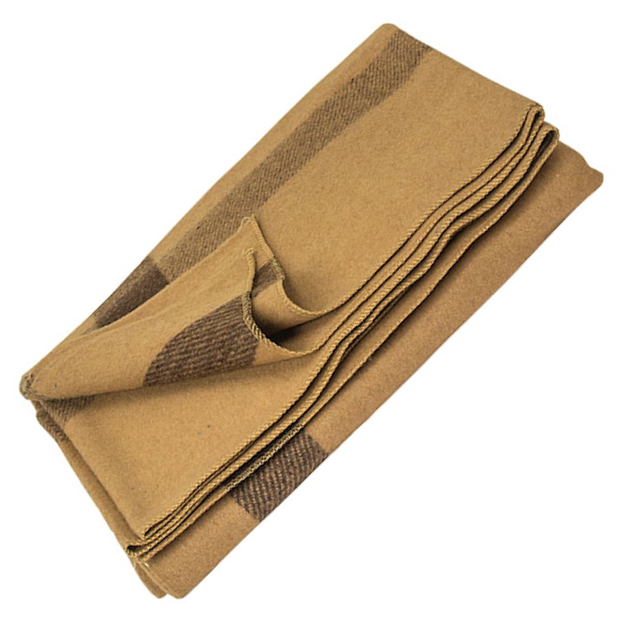 Crazy Crow Trading Post Vintage Camp Style Blanket Tan, 60"x80"