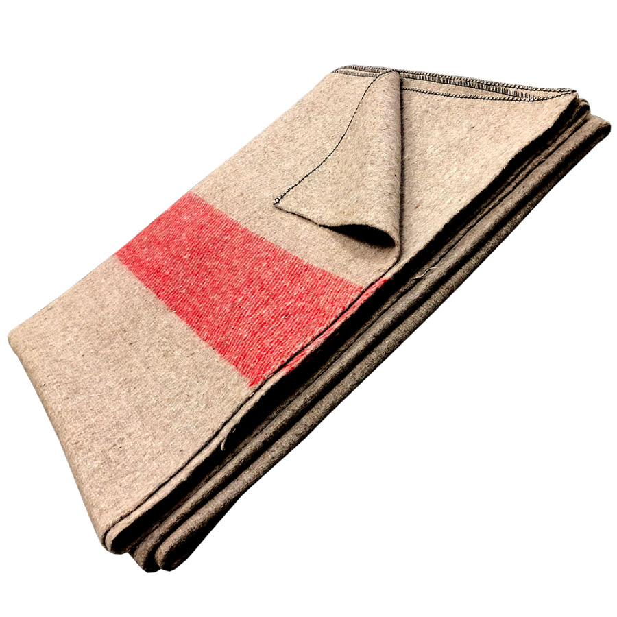 Crazy Crow Trading Post: Vintage Camp Style Blanket Tan w/Red Stripes