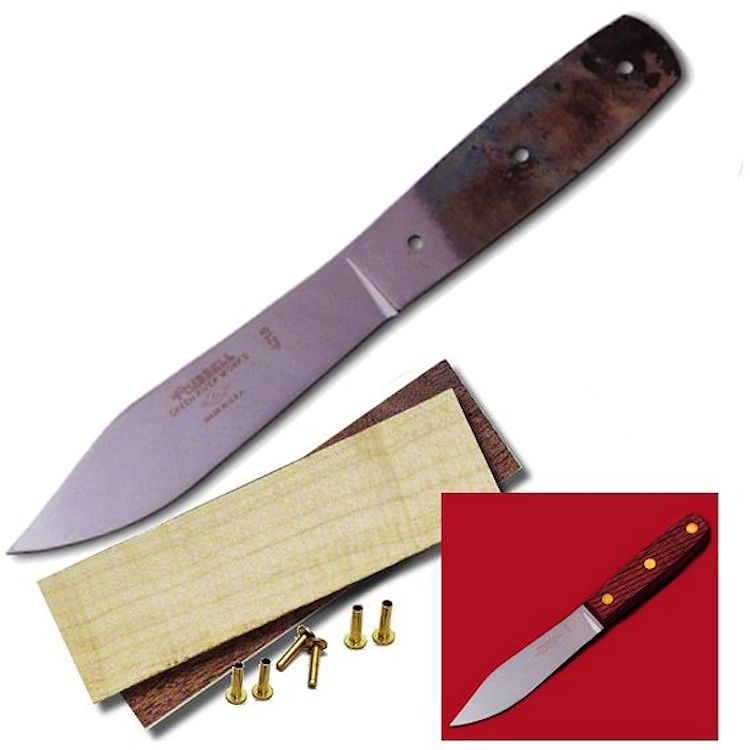 Green River Hunter Knife Kit 5" Blade, Walnut Handles Crazy Crow Trading Post