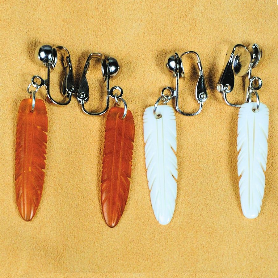 Carved Bone Feather Earring Kit 2 pair Earrings Crazy Crow
