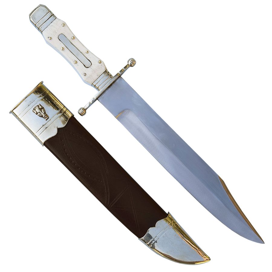 Crazy Crow Trading Post New Orleans Bowie Knife with Bone Grips, 10" Blade