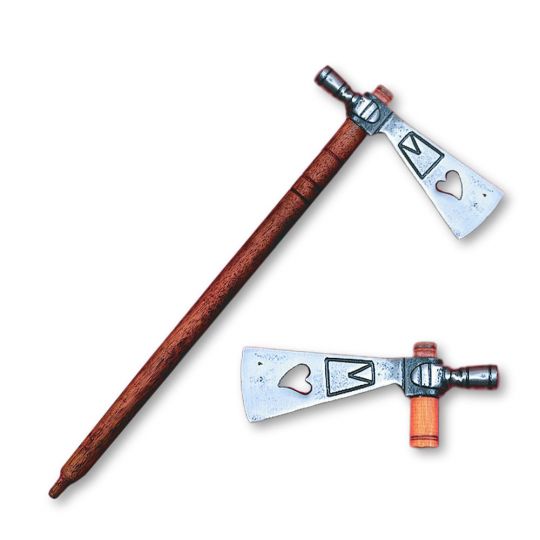 Polished Iron Smoking Hawk, Sioux Style w/Pierced Weeping Heart