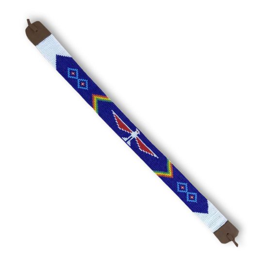 Handmade Beaded Leather-Tie Headband in Multicolor Indigenous regalia bead set accessories main image 3