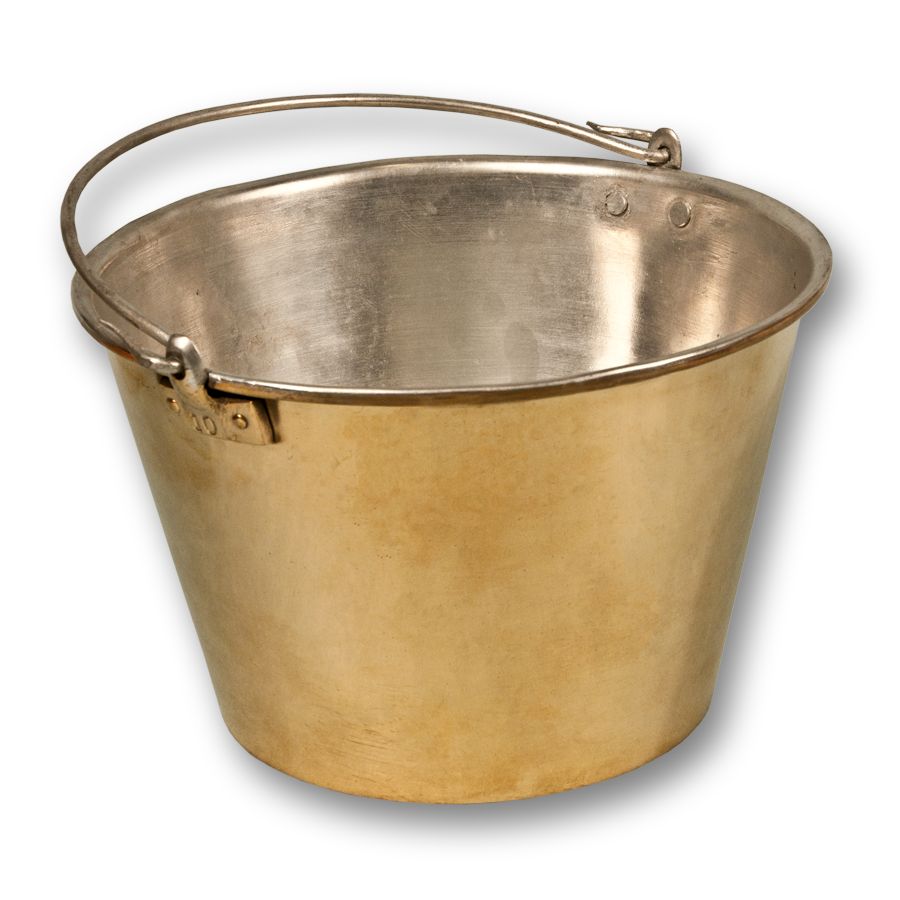 Old Style Brass Bucket Size 3, Tin Lined Camp Supplies Crazy Crow