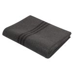 German Grey Wool Blanket w/ Triple Stripe 66" x 90"