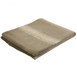Italian Style Beige Wool Blanket w/ Stripe 62" x 80"