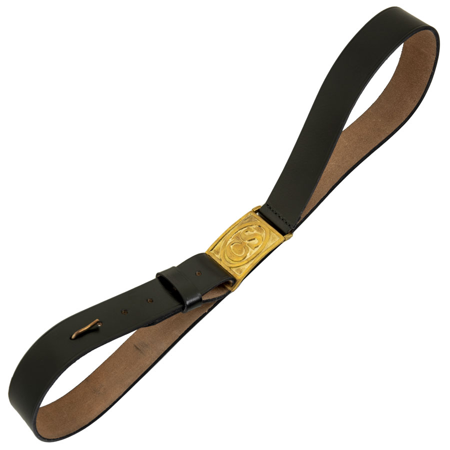 CS Officer Belt with Solid Brass Buckle Civil War Reenactment Crazy
