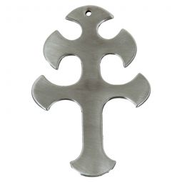 Antique Finish Fur Trade Era Pewter Pendant - Lorraine Cross