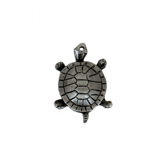 Antique Finish Fur Trade Era Pewter Pendant - Turtle | Crazy Crow