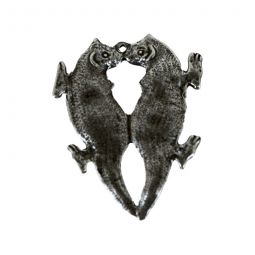 Antique Finish Fur Trade Era Pewter Pendant - Kissing Otters