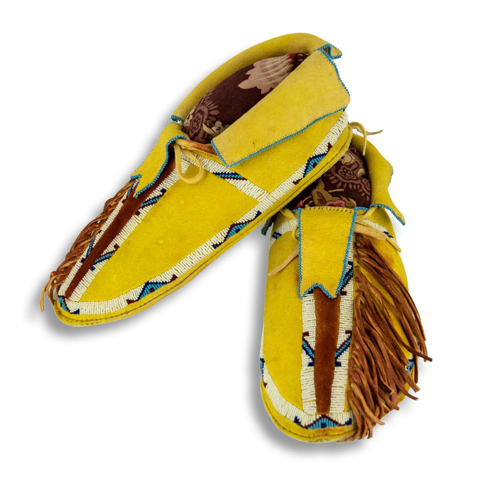 Plains Hard Sole Moccasin Kit German Tan Buckskin & Bleached Rawhide
