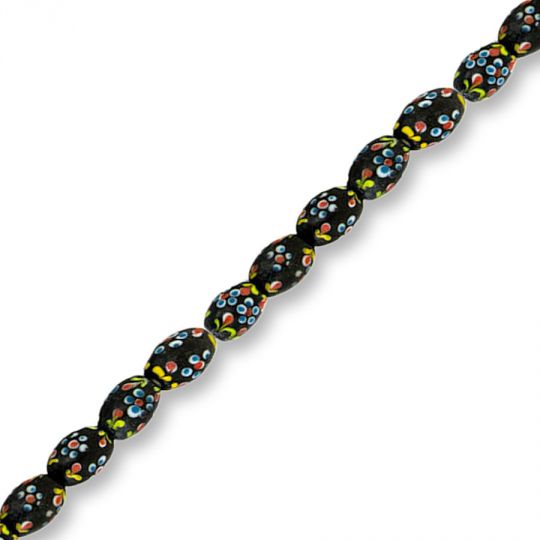 Venetian Black Ambassador Oval Trade Beads, 15x20mm | Crazy Crow
