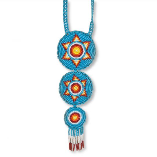 Beaded Rosette Necklace, Graduated Triple w/Fringe | Crazy Crow