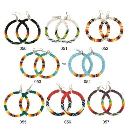 Beaded Hoop Earrings, 2" Hoops, Hypo-allergenic