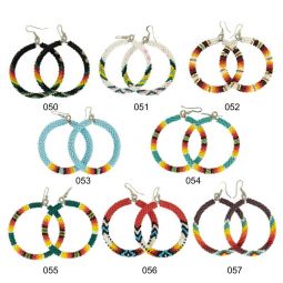 Beaded Hoop Earrings, 2" Hoops, Hypo-allergenic