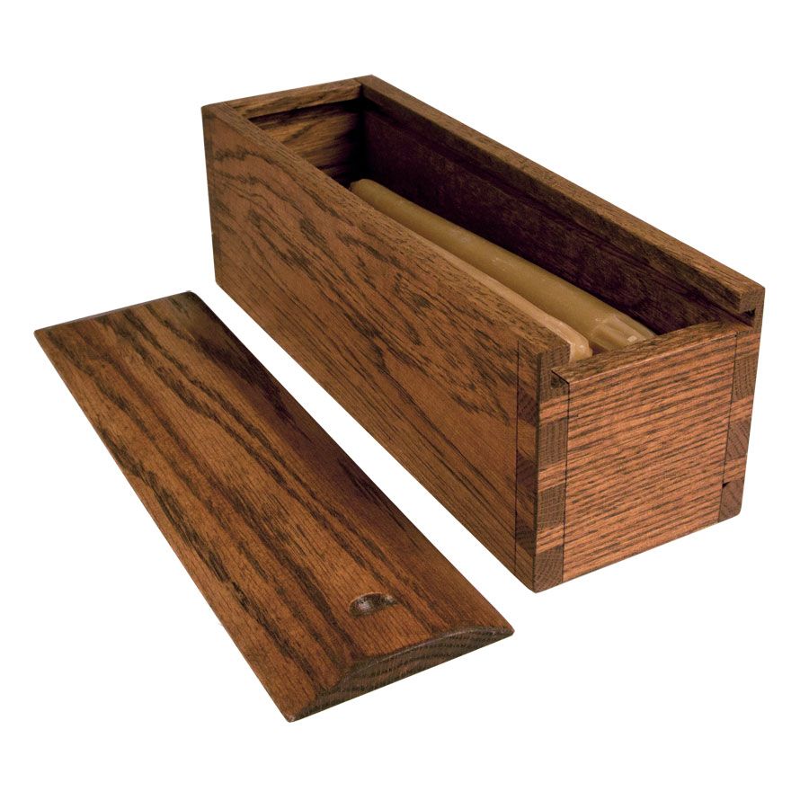 Crazy Crow Trading Post Oak Candle Box Walnut Finish, Medium