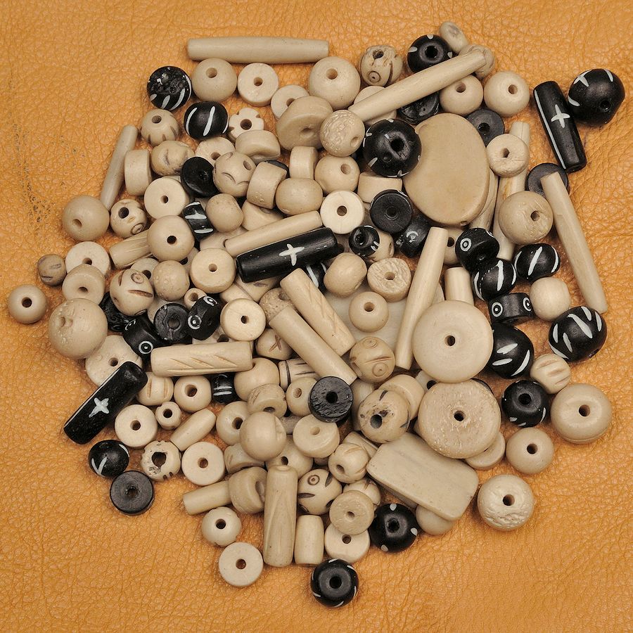 Carved Bone Bead Assortment, Black & White | Crazy Crow Trading Post