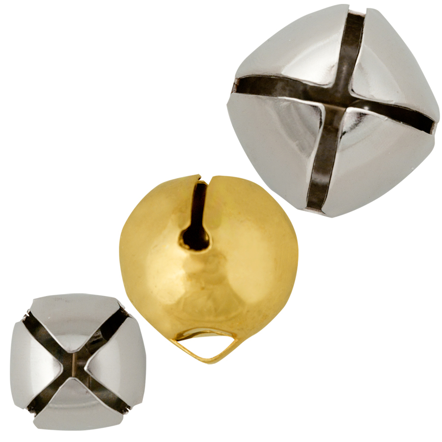 Nickel or Brass Plated Sleigh Bells with Loop, 11/4" Crazy Crow