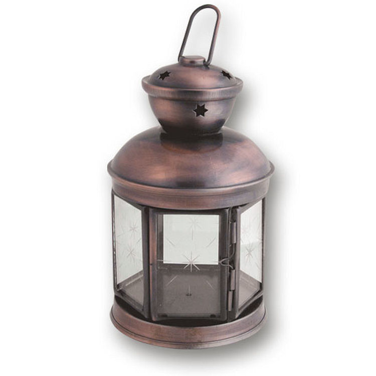 Round Copper Lantern 8" High Lanterns Crazy Crow Trading Post