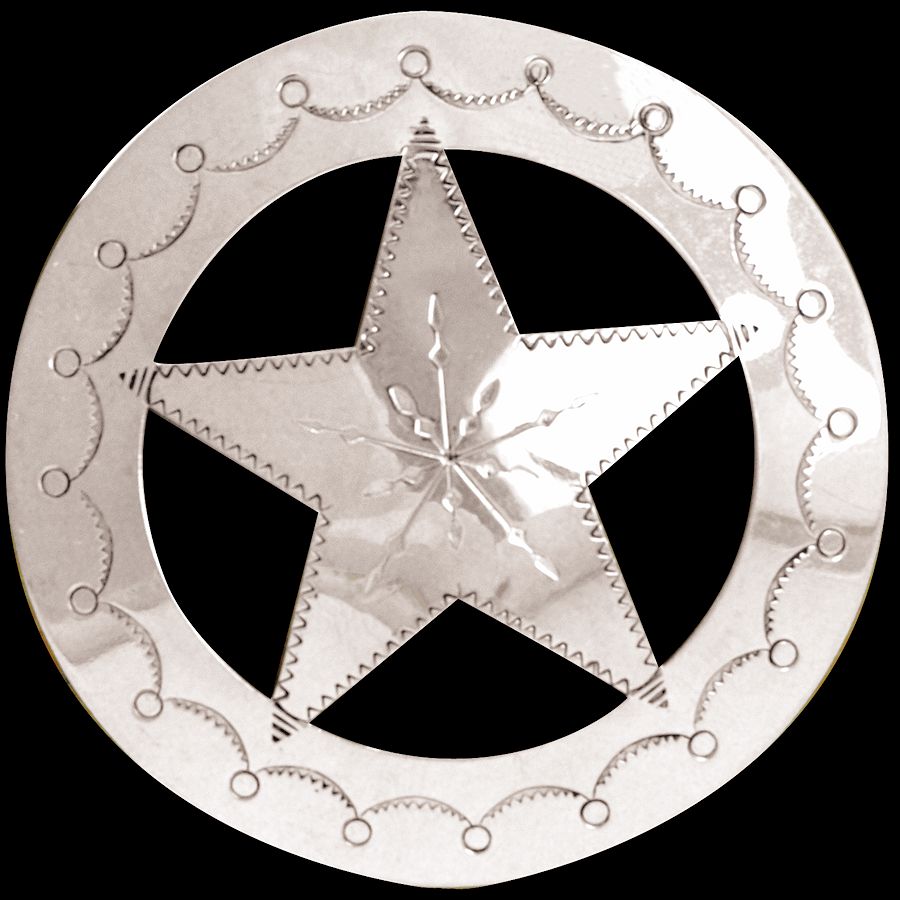 German Silver Round Star Scarf Slide - Crazy Crow Trading Post