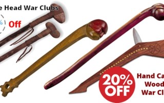 Native American War Clubs - Hand Carved Wooden American Indian War Clubs - Hand Made Stone Head War Clubs