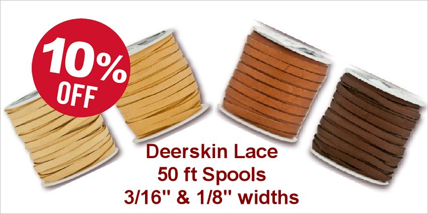 Deerskin Lace Sale - 50 Ft Spools - 3/16 and 1/8 inch