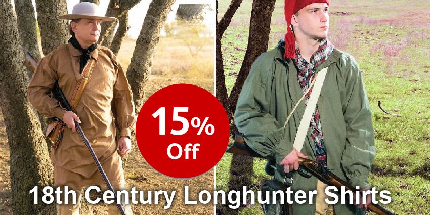 Pre-1800s Longhunter Hunting Shirts - Pullover & Open Front - SAVE 15% - Crow Calls Sale ends 4/30/17