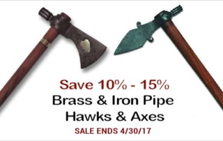 Polished Iron & Brass Pipe Tomahawks and Pipe Axes Sale - Save 10%-15% thru 4/30/17