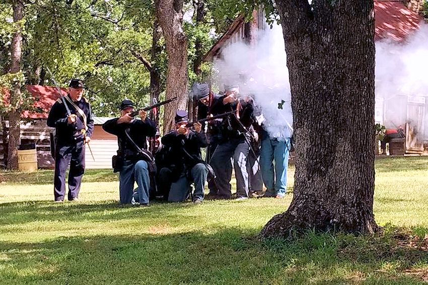 Grayson County Fall Civil War Days at Frontier Village - Civil War Days at Grayson County Frontier Village - Grayson County Frontier Village - Colonel George R Reeves 11th Texas Cavalry Camp 349 Reenactors - Elliotts Scouts Texas Company D Reenactors