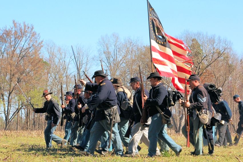 Oak Grove Plantation Civil War Reenactment Battle of Black River - Oak Grove Plantation at Averasboro Battlefield - 5th NC Company D Civil War Reenactors