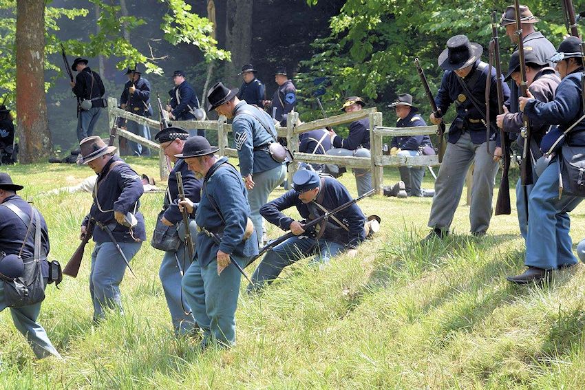 Spring Mill Civil War Winter Battle - 44th Tennessee Company K Civil War Reenactors - Spring Mill State Park Pioneer Village - 49th Indiana Company F Civil War Reenactors