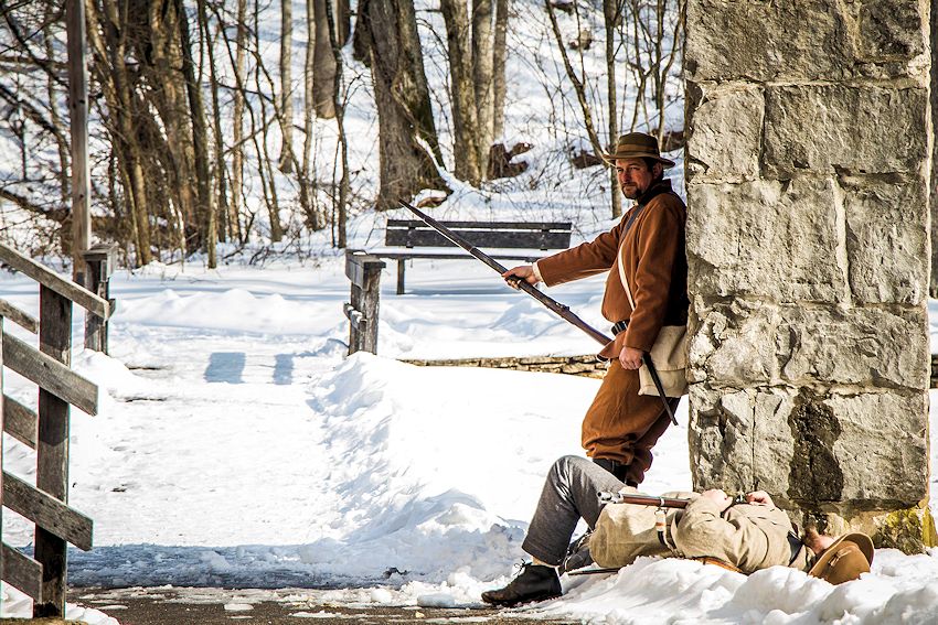 Spring Mill Civil War Winter Battle - 44th Tennessee Company K Civil War Reenactors - Spring Mill State Park Pioneer Village - 49th Indiana Company F Civil War Reenactors