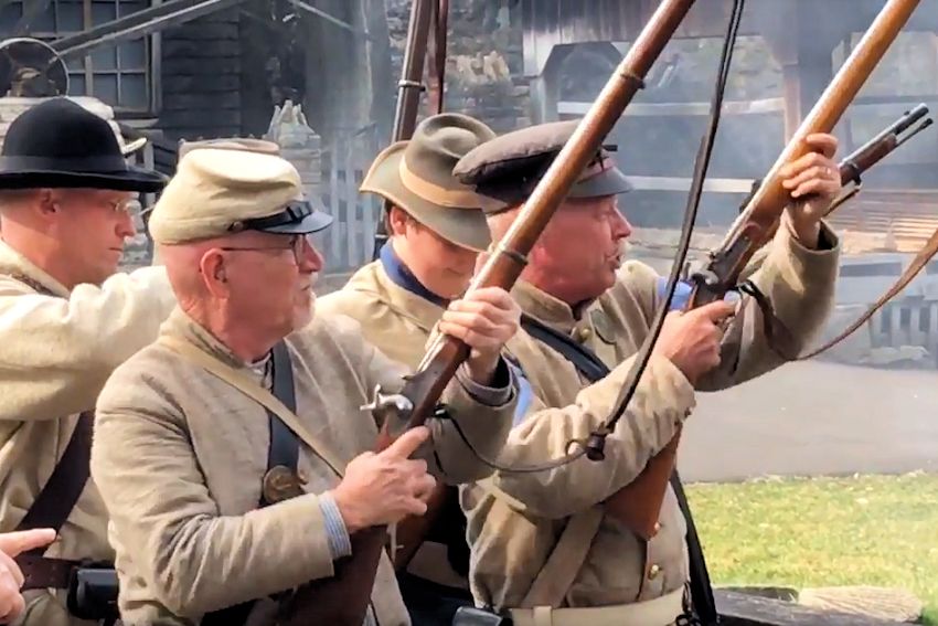 Spring Mill Civil War Winter Battle - 44th Tennessee Company K Civil War Reenactors - Spring Mill State Park Pioneer Village - 49th Indiana Company F Civil War Reenactors