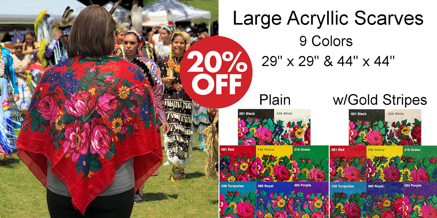 Large Acryllic Floral Scarves - 9 Colors - 29x29 & 44x44 Sizes - Crazy Crow Trading Post