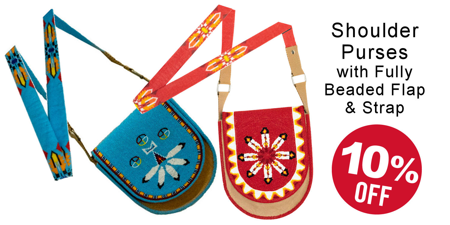 Shoulder Purses with Fully Beaded Flap and Strap - Crazy Crow Trading Post