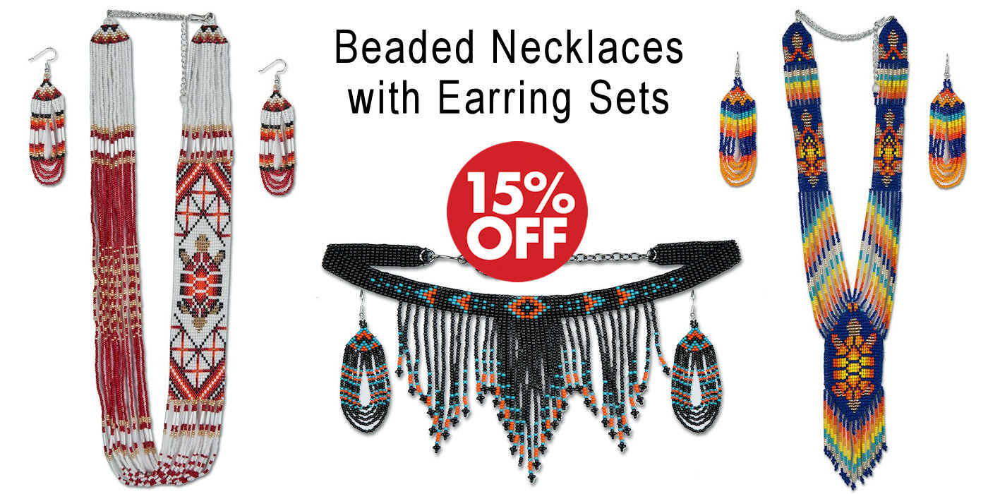Imported Native American Indian Style Beaded Necklace and Earring Sets