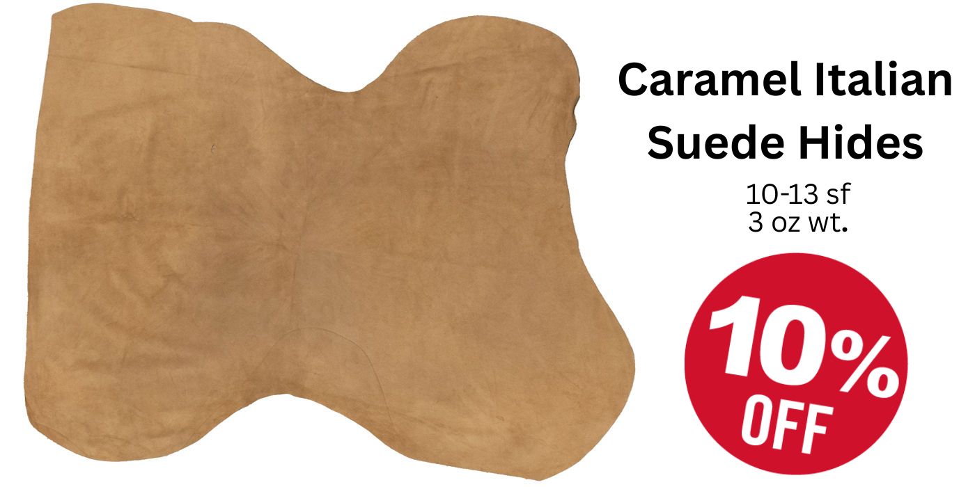 Caramel Italian Suede Cowhide 10-13 SF - Crazy Crow Trading Post