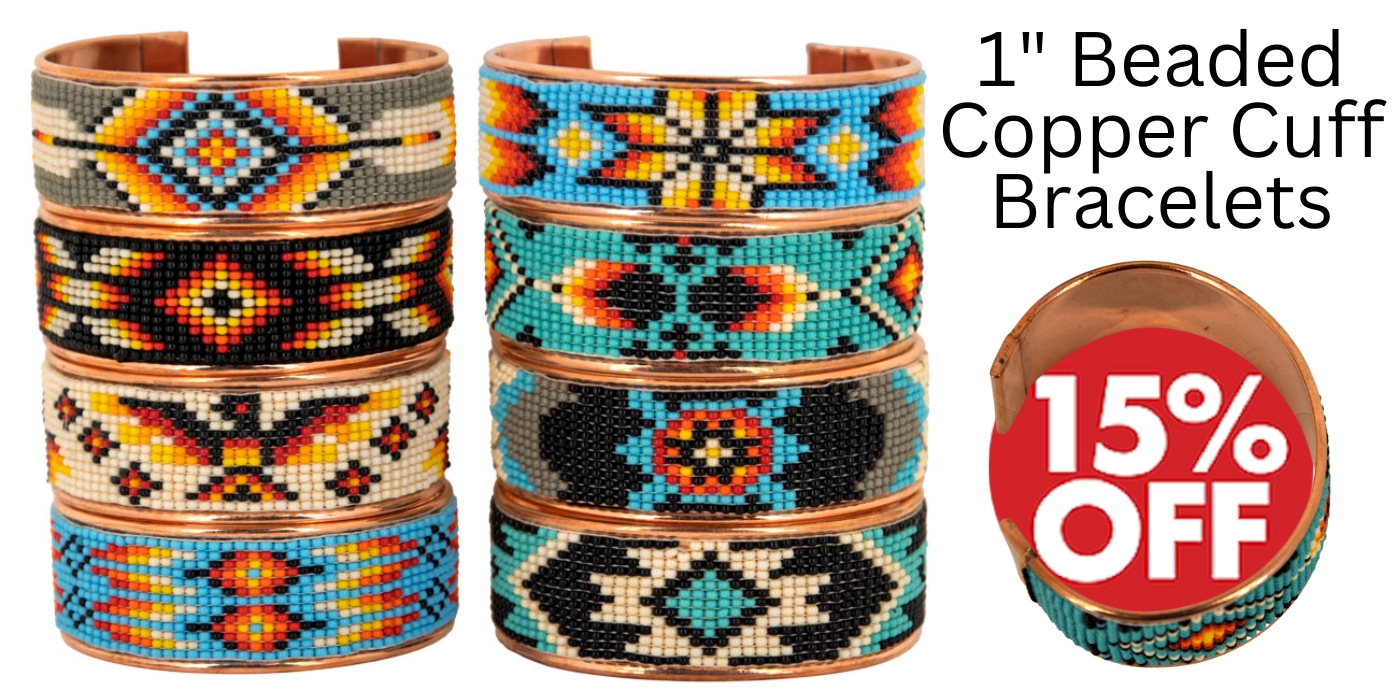 Beaded Cooper Cuff Bracelet Sale - Crazy Crow Trading Post