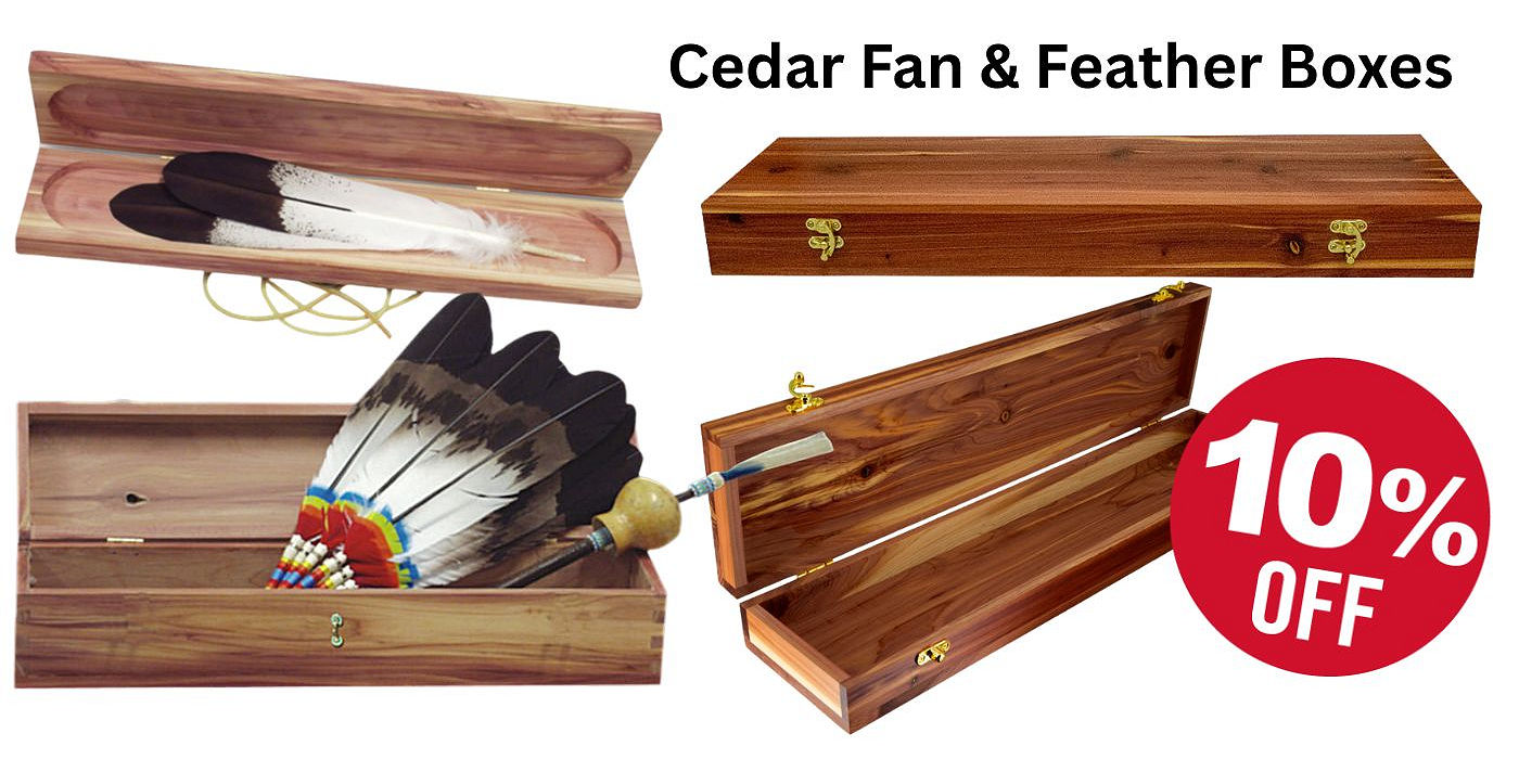 Cedar Fan & Feather Box Sale - Crazy Crow Trading Post