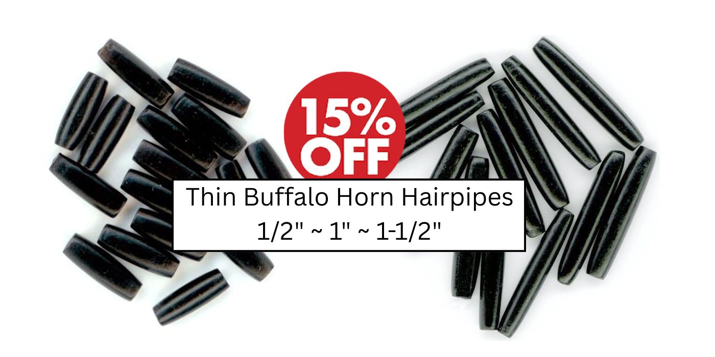 Ultra-Thin Black Buffalo Horn Hairpipes - Crazy Crow Trading Post