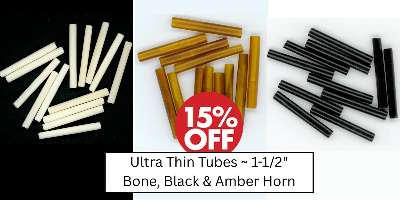 Ultra Thin Black and Amber Buffalo Horn and Bone Tubes - Crazy Crow Trading Post