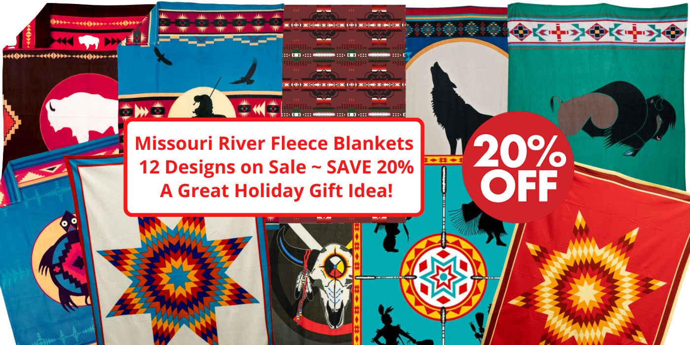 Missouri River Brand Native American Style Design Blankets - Fleece - 60x80 inches
