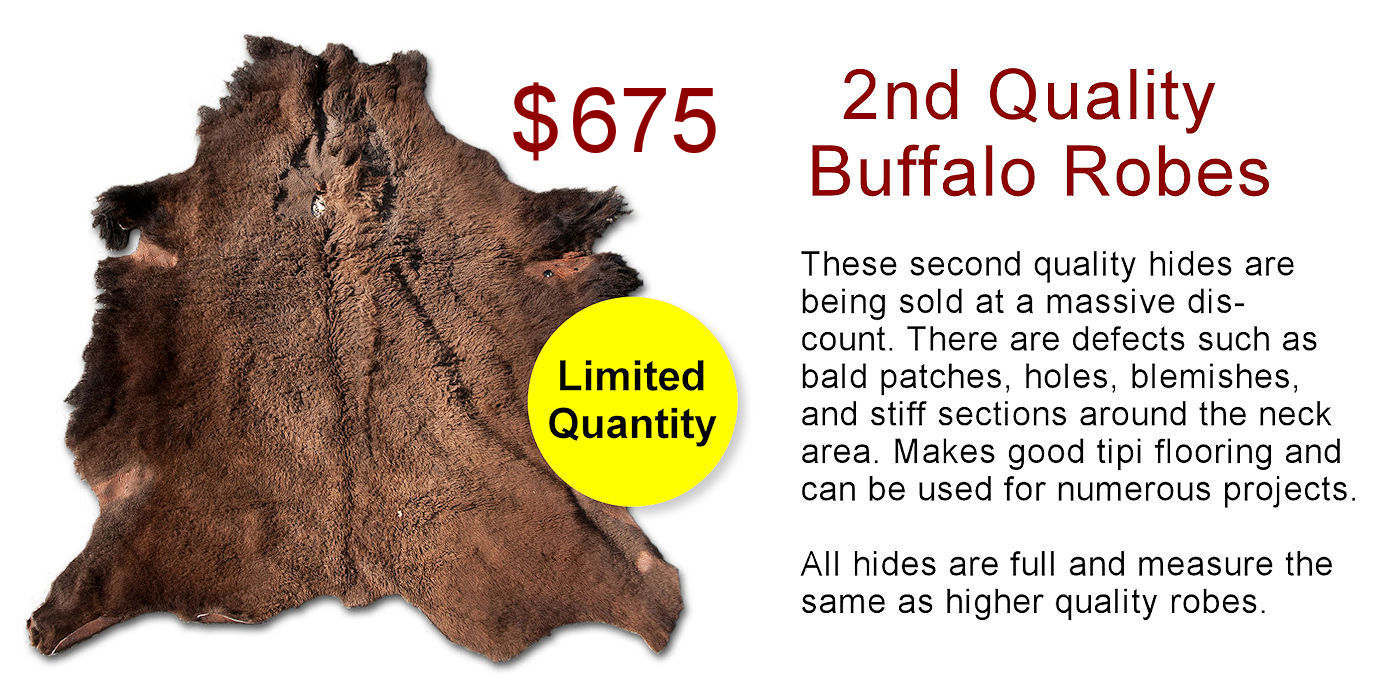 Crazy Crow Trading Post - Buffalo Robes - Second Quality Summer Weight